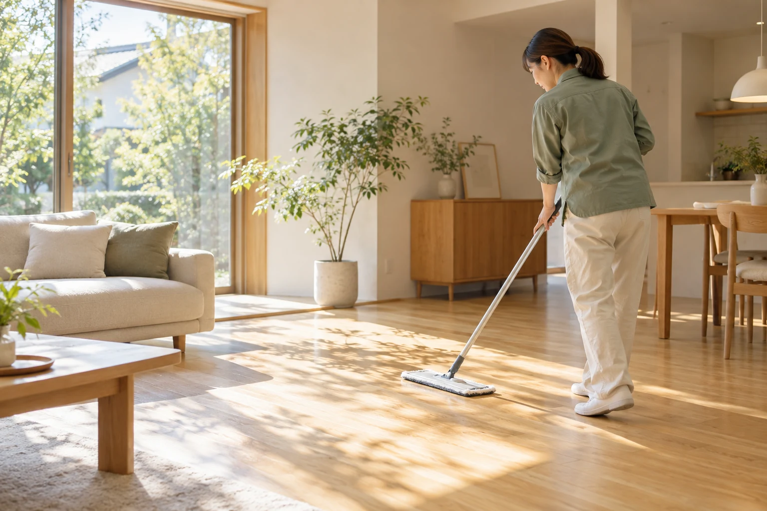 建物の仕上げ清掃を行う作業イメージ
